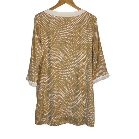 Vineyard Vines Tunic Linen Dress Size 14 Tan Lattice - Picture 3 of 9